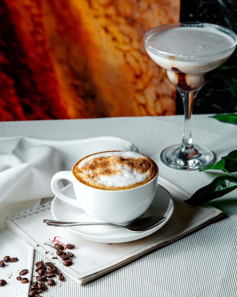 fresh cappuccino on the table