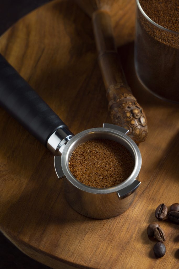 top-view-coffee-press-kit-table